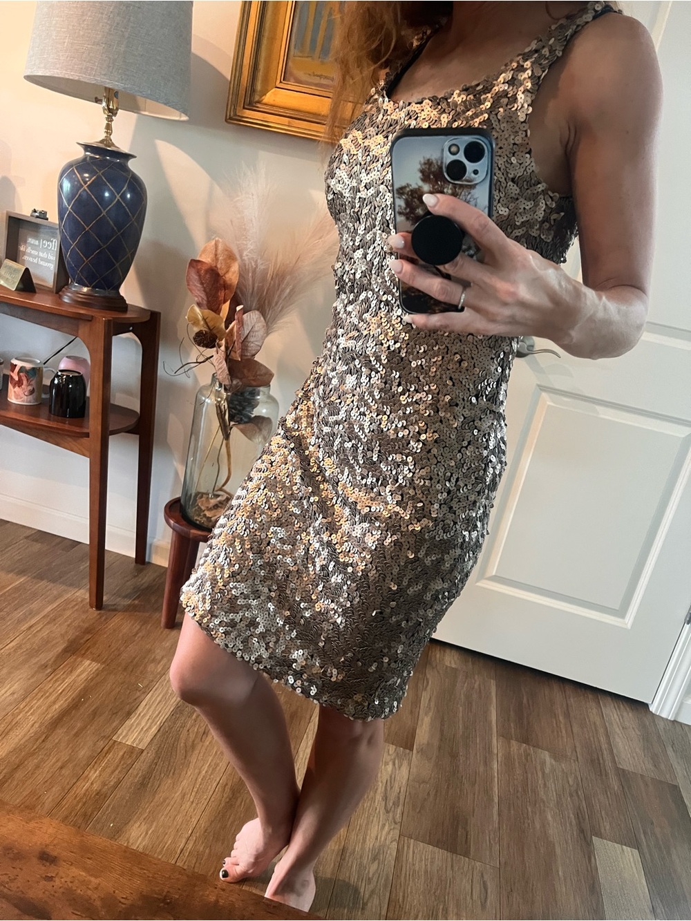 Laundry by Segal Old Gold Sequin Cocktail Dress
